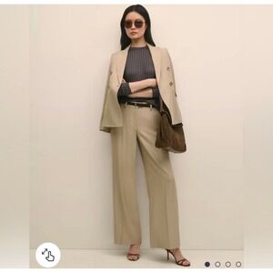 Brooks Brothers 346 Women's Tan Wide Leg Pleated Dress Pants Size 4